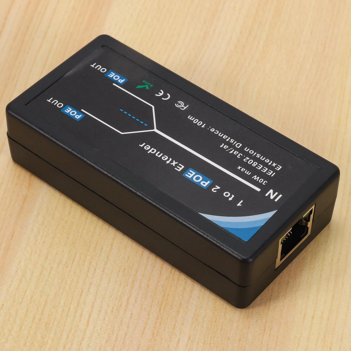 2 Port POE Extender 10/100Mbps with IEEE 802.3Af Standard Input / Output for IP Camera Extend 100 Meters for POE Range