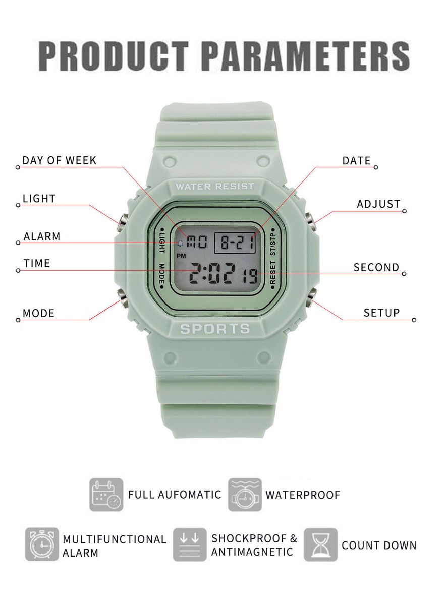 Ins Net Red Hot-selling Student Casual Cute Multifunctional Waterproof Luminous Electronic Watches