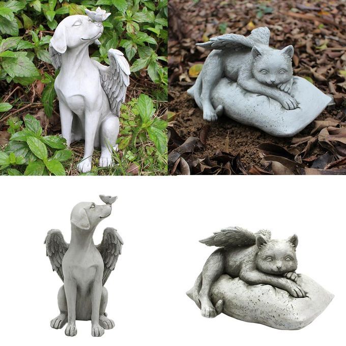 2x Angel Pet Memorial Statue Dog Cat Figurine Home Garden Decor