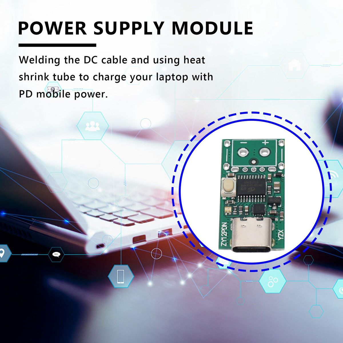 USB-C PD2030 to DC Converter Power Supply Module Decoy Fast Charge Trigger Poll Polling Detector TesterZY12PDN