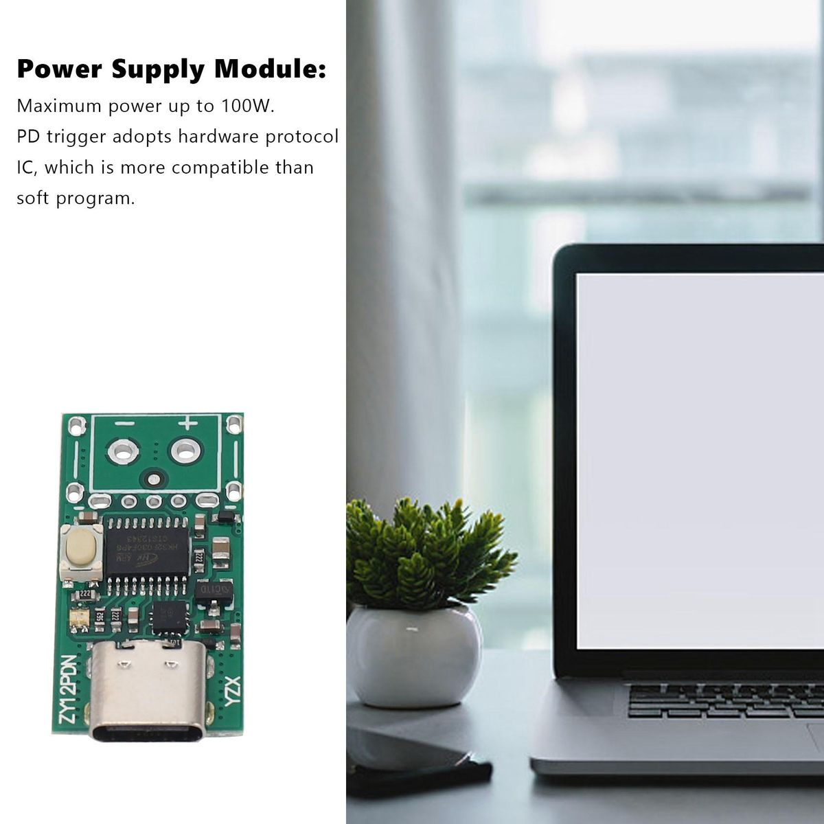 USB-C PD2030 to DC Converter Power Supply Module Decoy Fast Charge Trigger Poll Polling Detector TesterZY12PDN