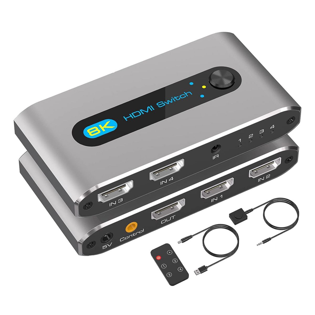 -Compatible 4 in 1 Out Switch Splitter 120Hz 4 Ports 8K Splitter Switcher for Switch TV Box -EU Plug