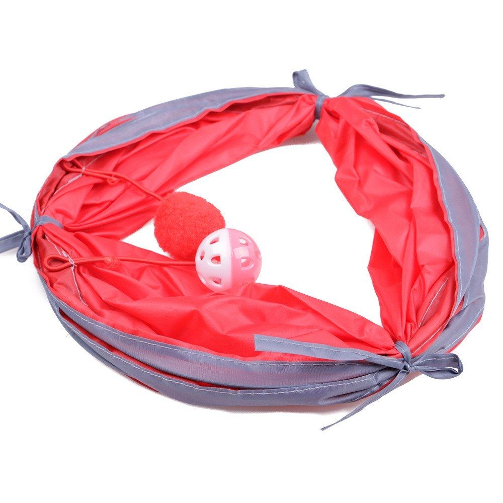 Collapsible Cat Tunnel Interactive Play Toy With Ringbell