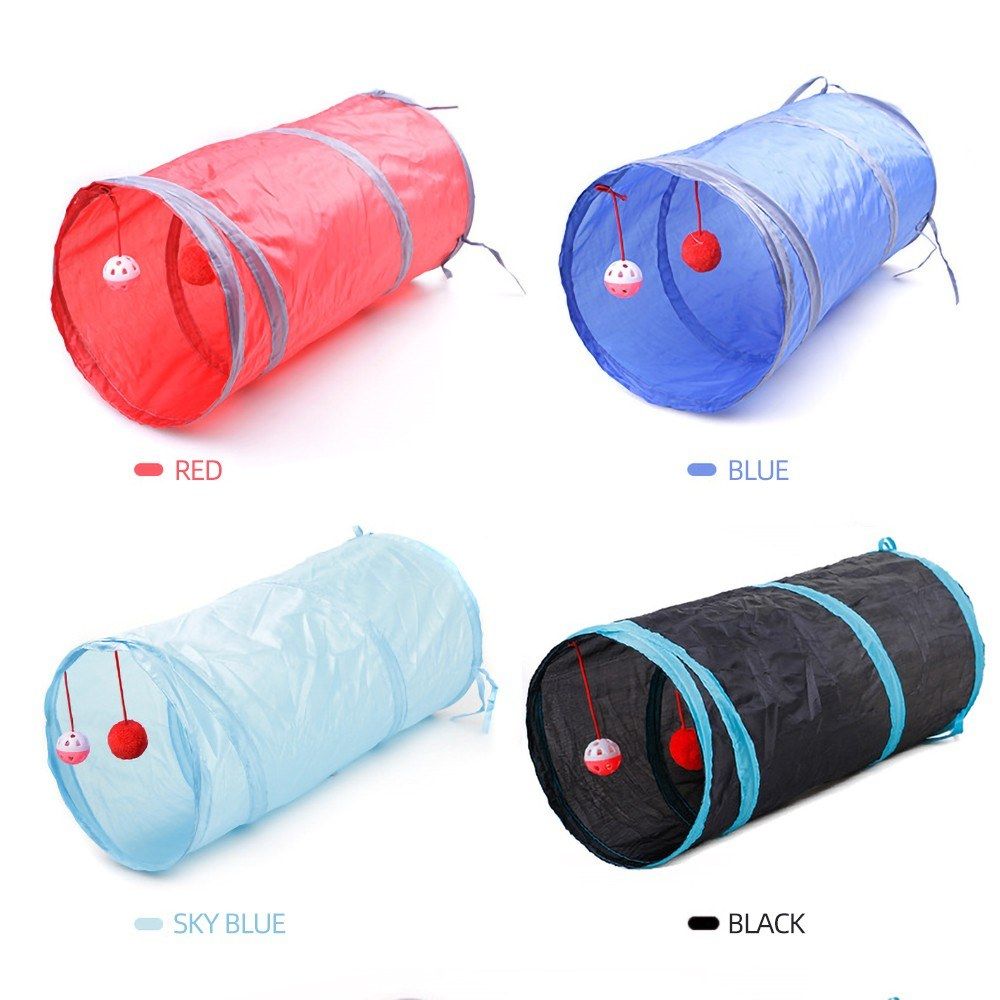 Collapsible Cat Tunnel Interactive Play Toy With Ringbell