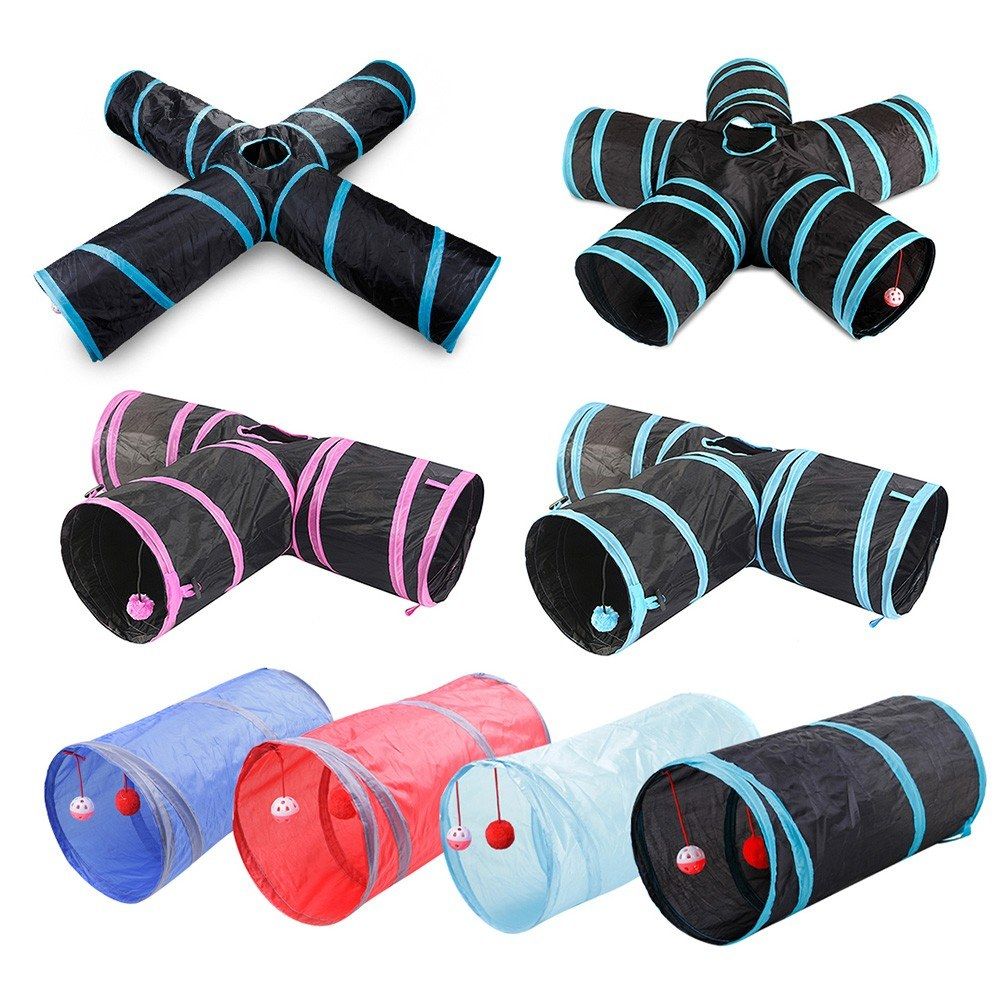 Collapsible Cat Tunnel Interactive Play Toy With Ringbell