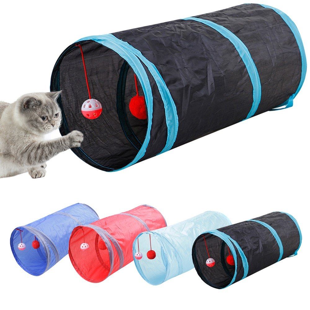 Collapsible Cat Tunnel Interactive Play Toy With Ringbell