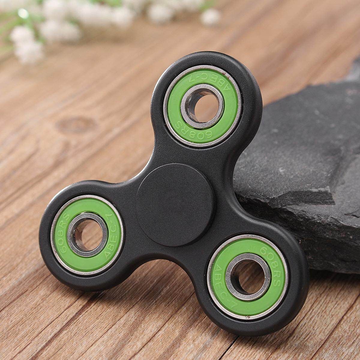 Hand Spinner Tri Fidget Ceramic Ball Desk Toy Gyro Spinner EDC Stocking Stuffer Kids Adult Black+Green Multicolor