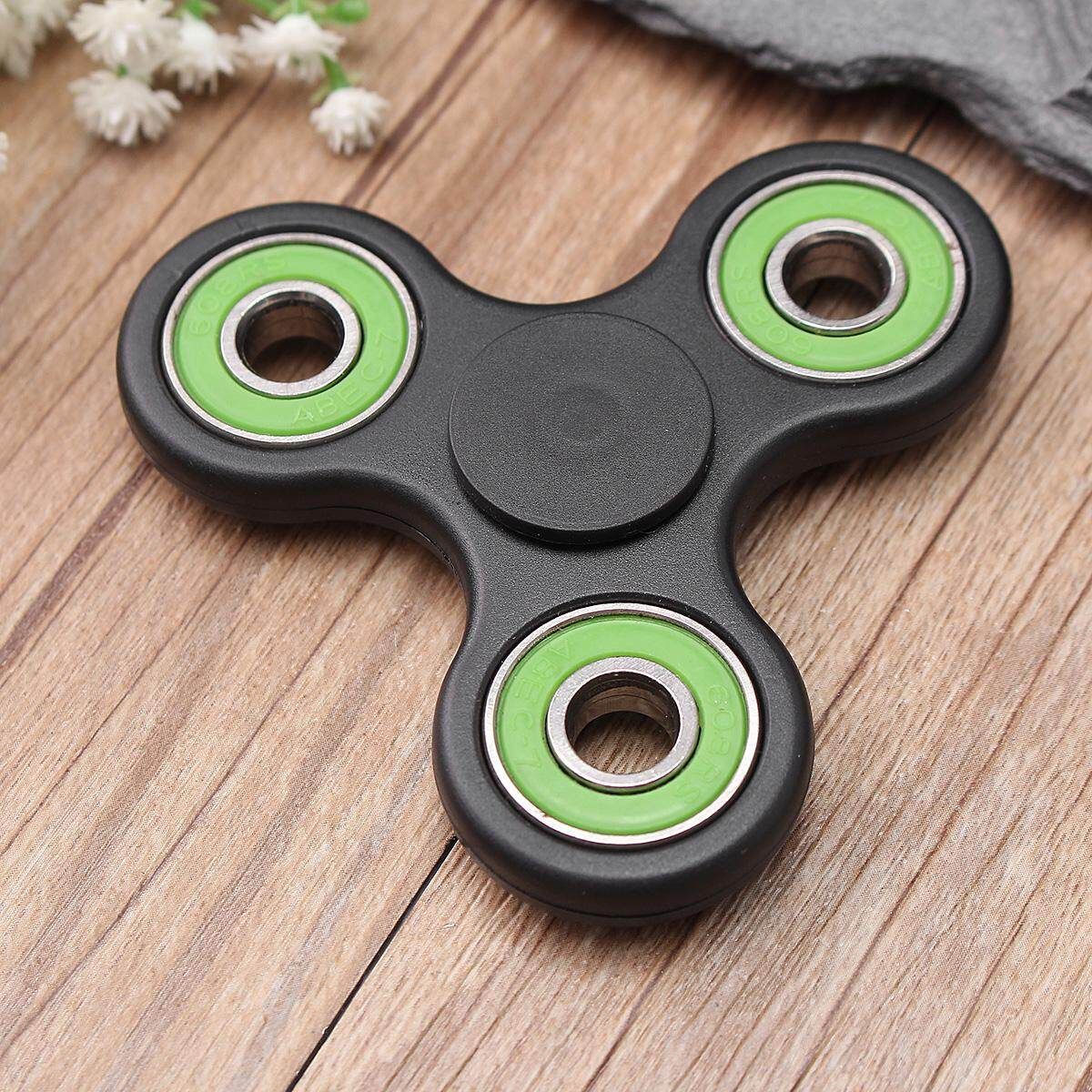 Hand Spinner Tri Fidget Ceramic Ball Desk Toy Gyro Spinner EDC Stocking Stuffer Kids Adult Black+Green Multicolor