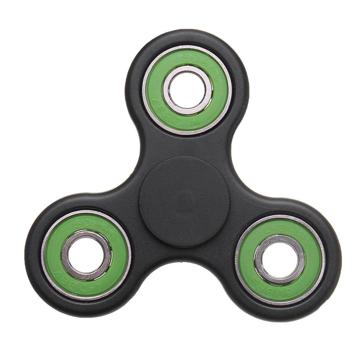 Hand Spinner Tri Fidget Ceramic Ball Desk Toy Gyro Spinner EDC Stocking Stuffer Kids Adult Black+Green Multicolor
