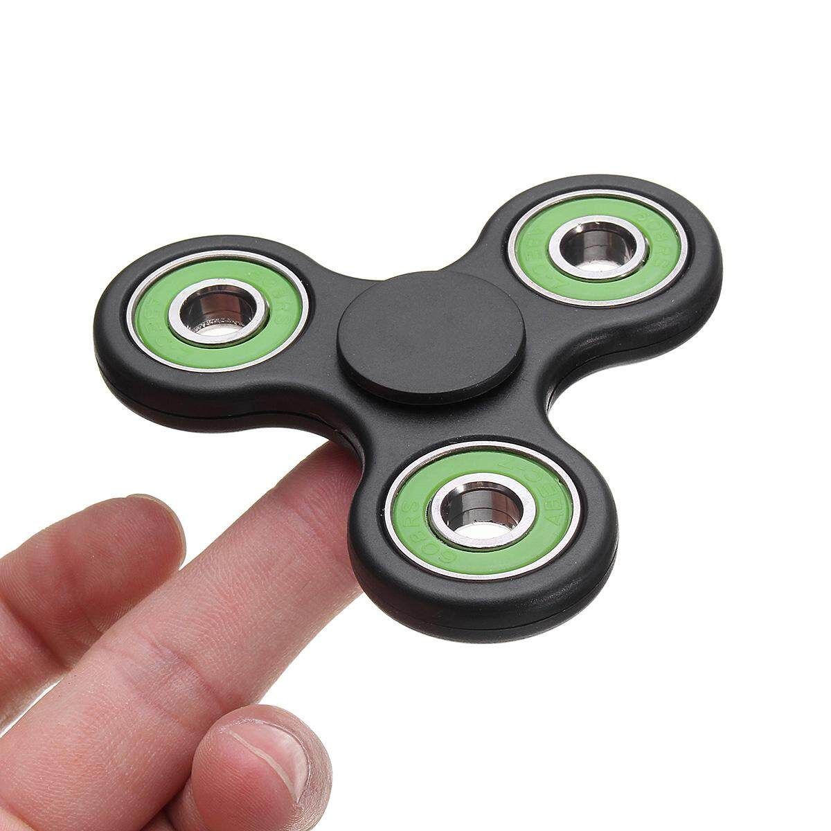 Hand Spinner Tri Fidget Ceramic Ball Desk Toy Gyro Spinner EDC Stocking Stuffer Kids Adult Black+Green Multicolor