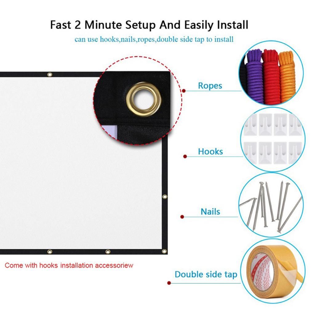 60/72/84/100/120/150 Inch Foldable Projection Screen 16
