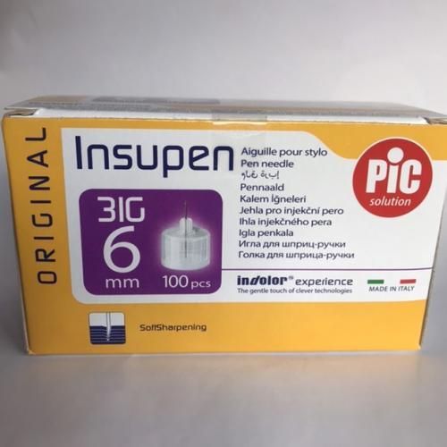 Insupen Sterile Insulin Pen Needle 31G 6mm Triple Sharpened