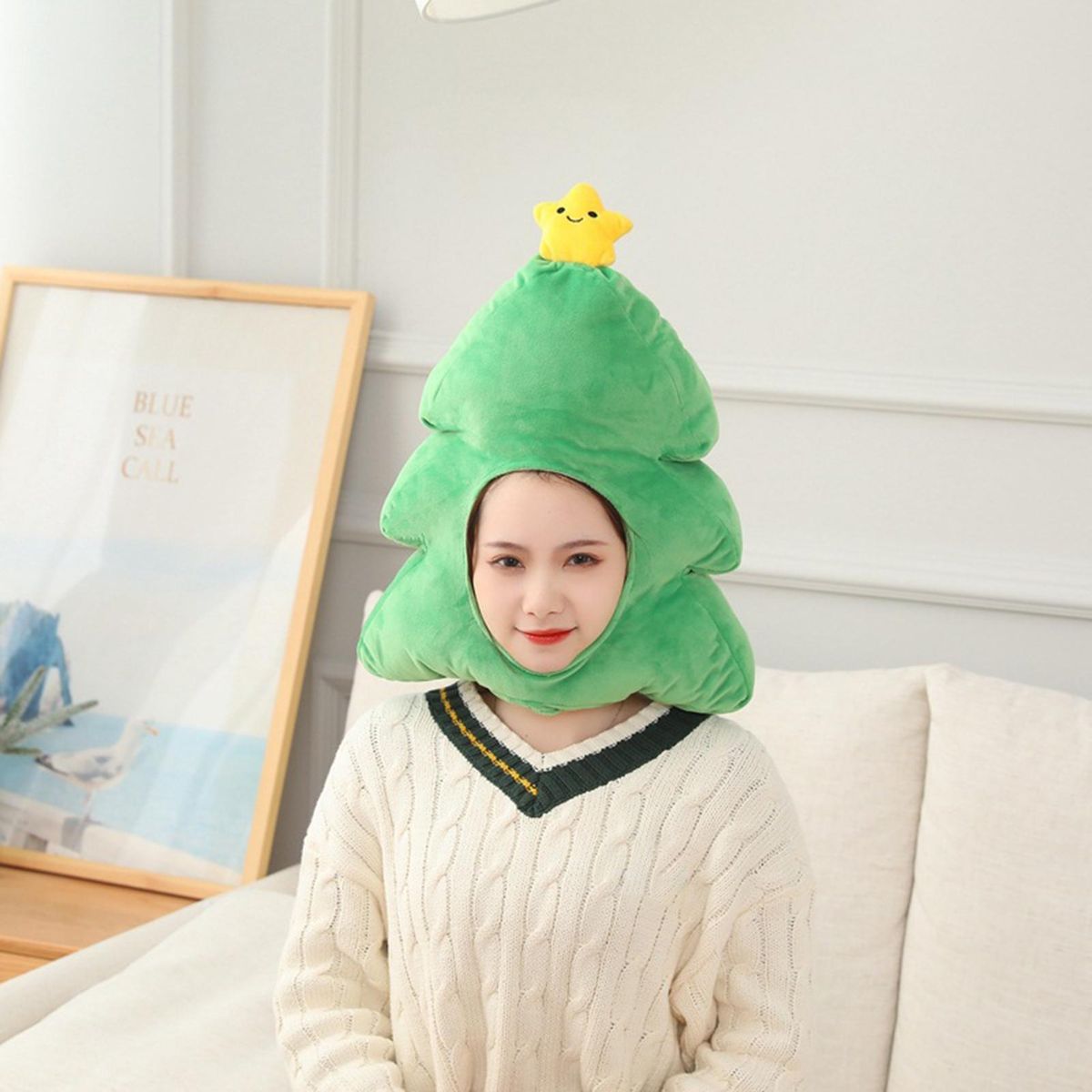 Christmas Tree Hat Plush Headdress Photography Cosplay Props Green
