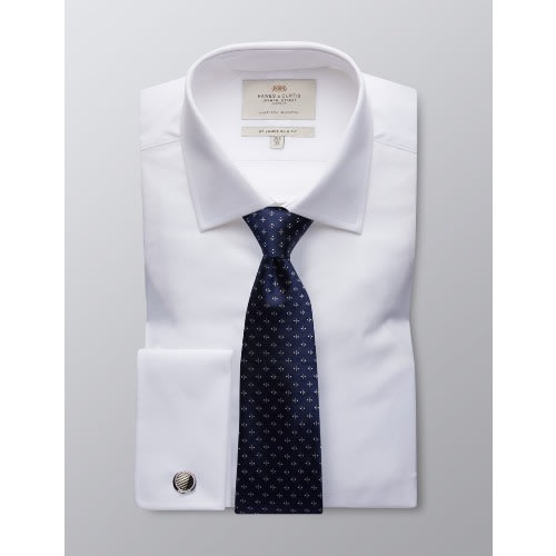 Men's Formal White Poplin Slim Fit Shirt - Double Cuff - Easy Iron
