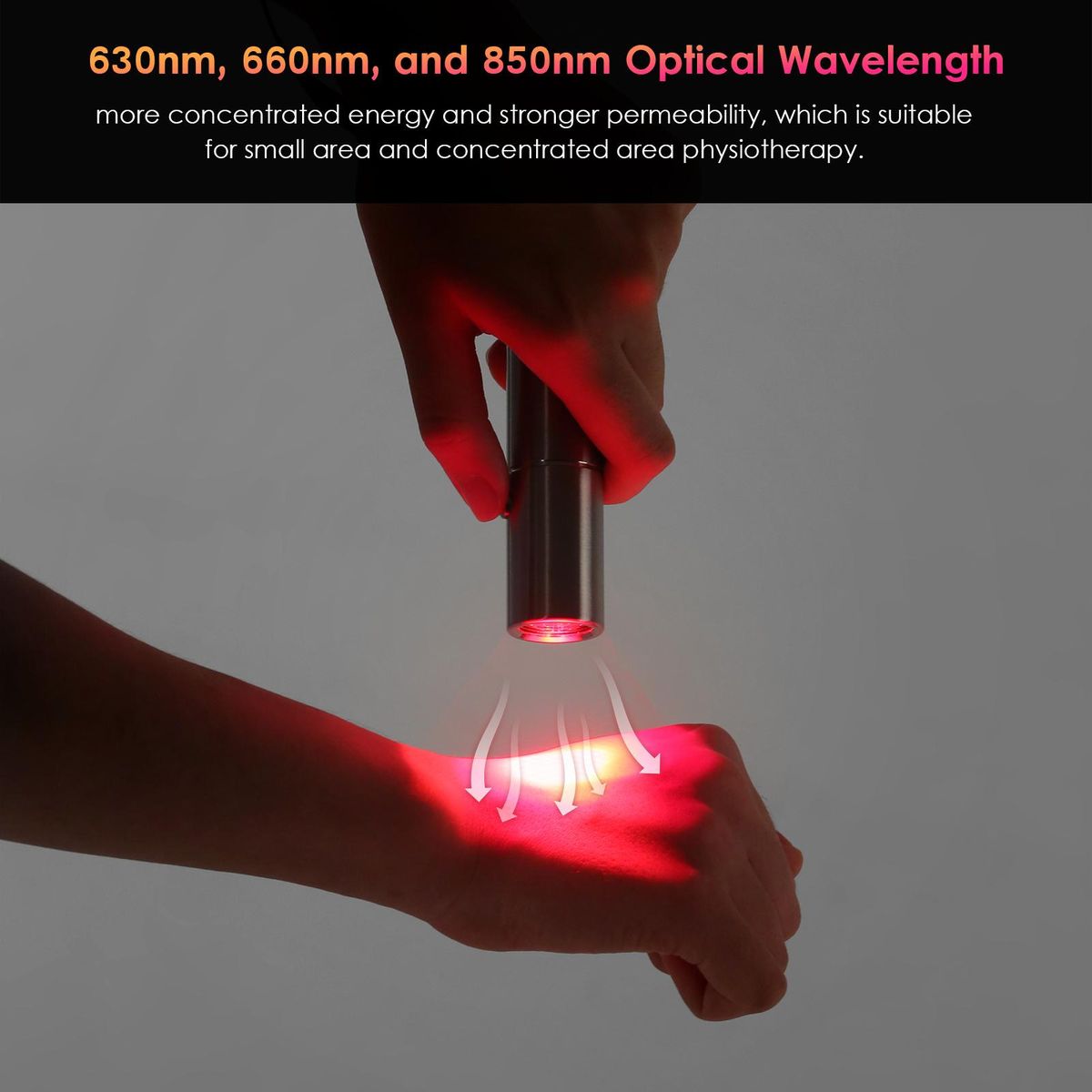 Red Light Therapy Device 630nm 660nm 850nm Mini Portable LED Therapy Light Flashlight Type Battery Operated for Waist Shoulder Back Joint Muscle Knees Hands Pain Relief