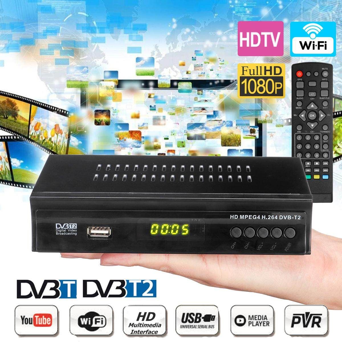 FTA Satellite TV Receiver HD -T/T2 H.264 TV Box Sat Finder TV Decoder, Supports Wifi Youtube M3u Media Player