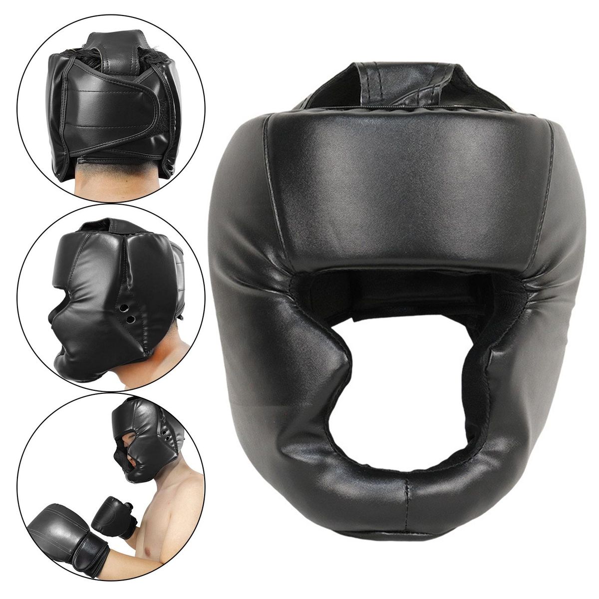 Head Gear Youth Boxing Small Face Guard Adult 58 To 66CM Black
