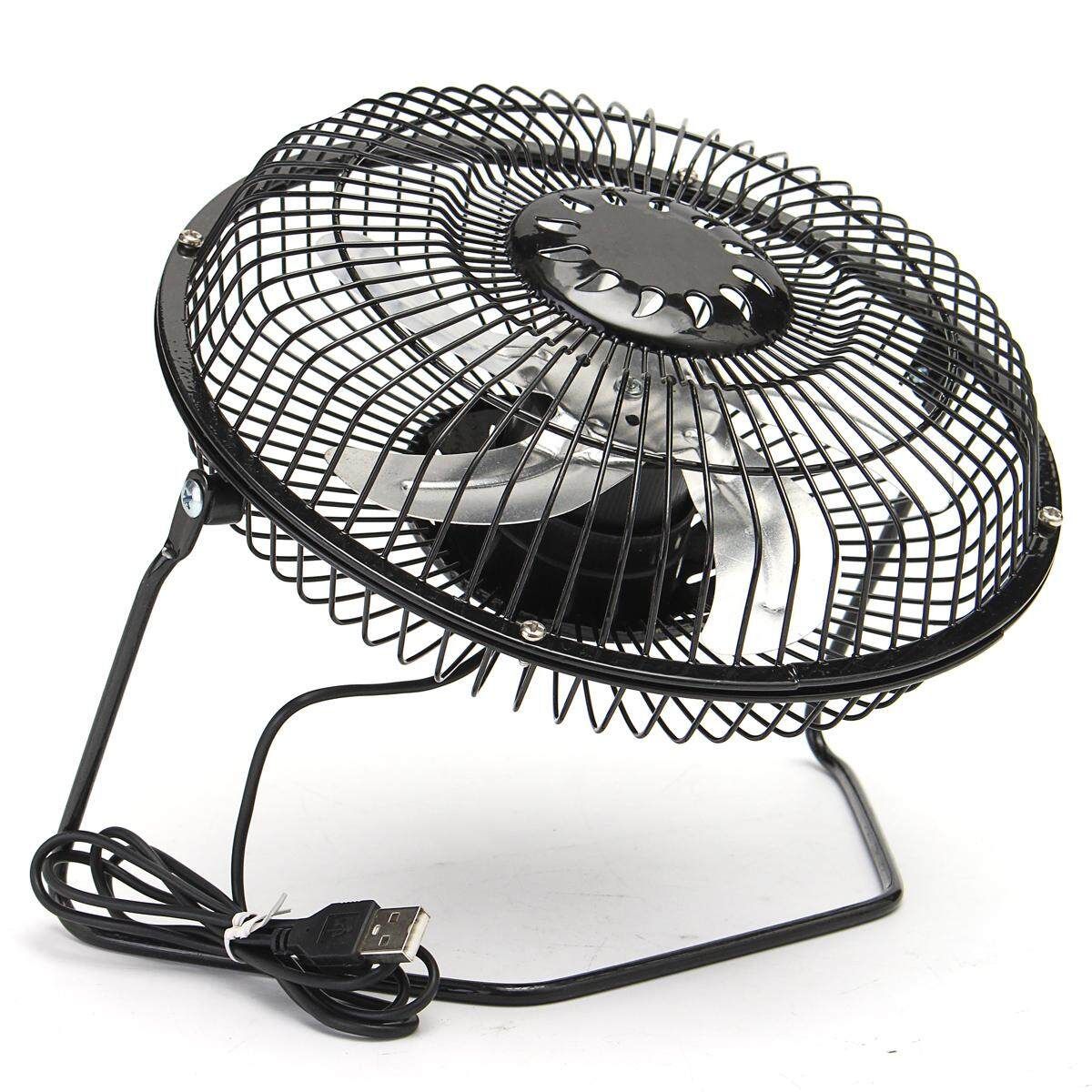 8inch USB Iron Fan For 5W Powered Solar Panel Outdoor Home Cooling Camping Laptop
