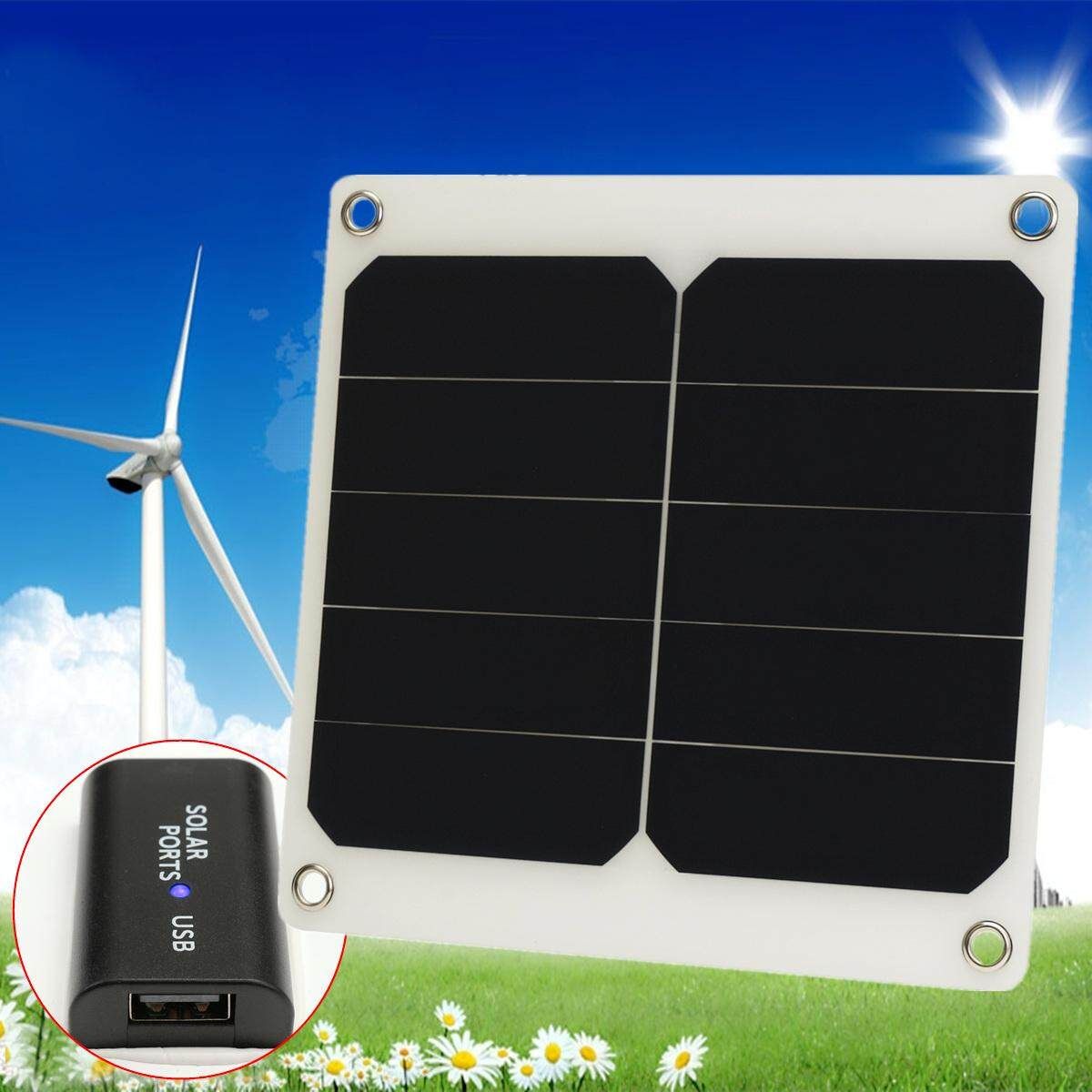 8inch USB Iron Fan For 5W Powered Solar Panel Outdoor Home Cooling Camping Laptop