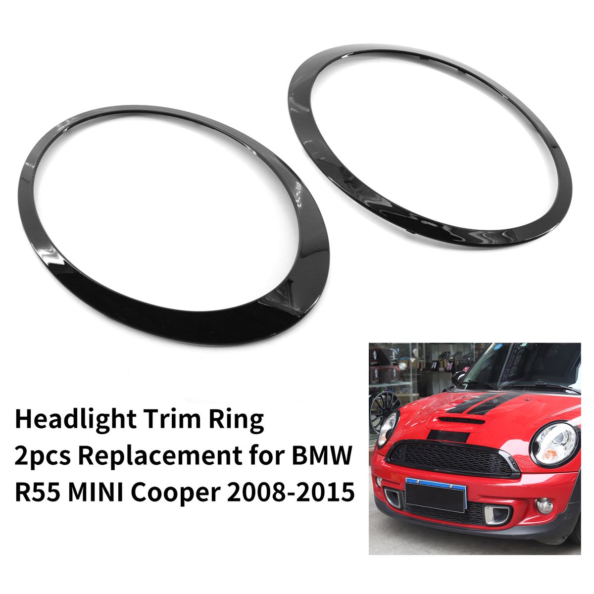 Headlight Trim Ring 2pcs Replacement For BMW R55 MINI Cooper