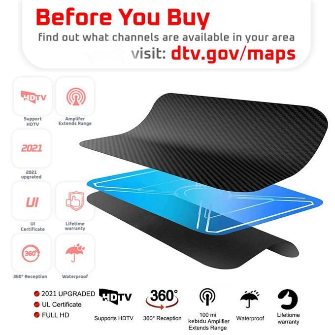 HDTV Antenna 200-3000 Miles Digital Antenna Tv Aerial D VB-T2 ATSC ISDB Satellite Dish Receiver