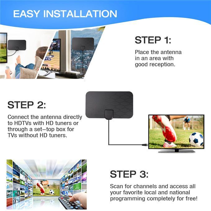 HDTV Antenna 200-3000 Miles Digital Antenna Tv Aerial D VB-T2 ATSC ISDB Satellite Dish Receiver