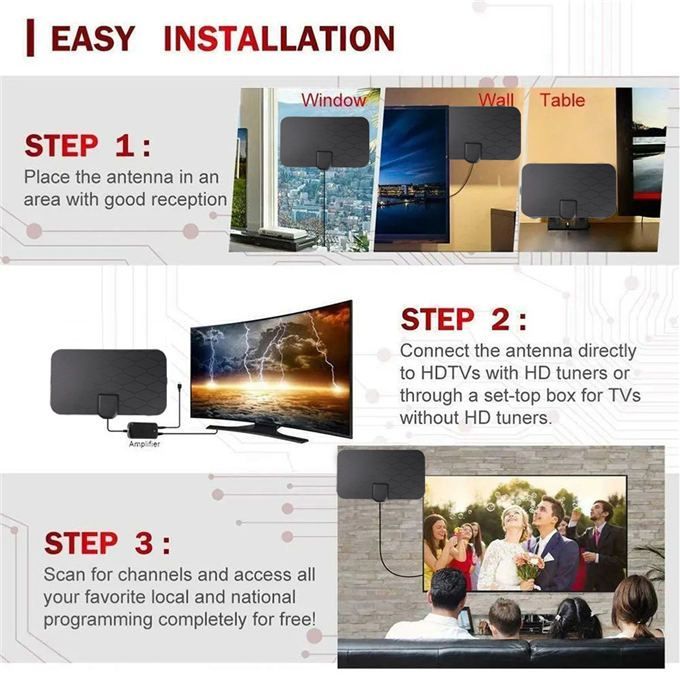 HDTV Antenna 200-3000 Miles Digital Antenna Tv Aerial D VB-T2 ATSC ISDB Satellite Dish Receiver