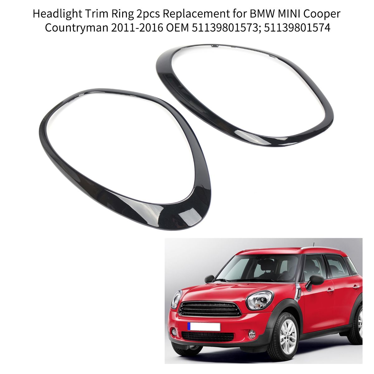 Headlight Trim Ring 2pcs Replacement For BMW MINI Cooper
