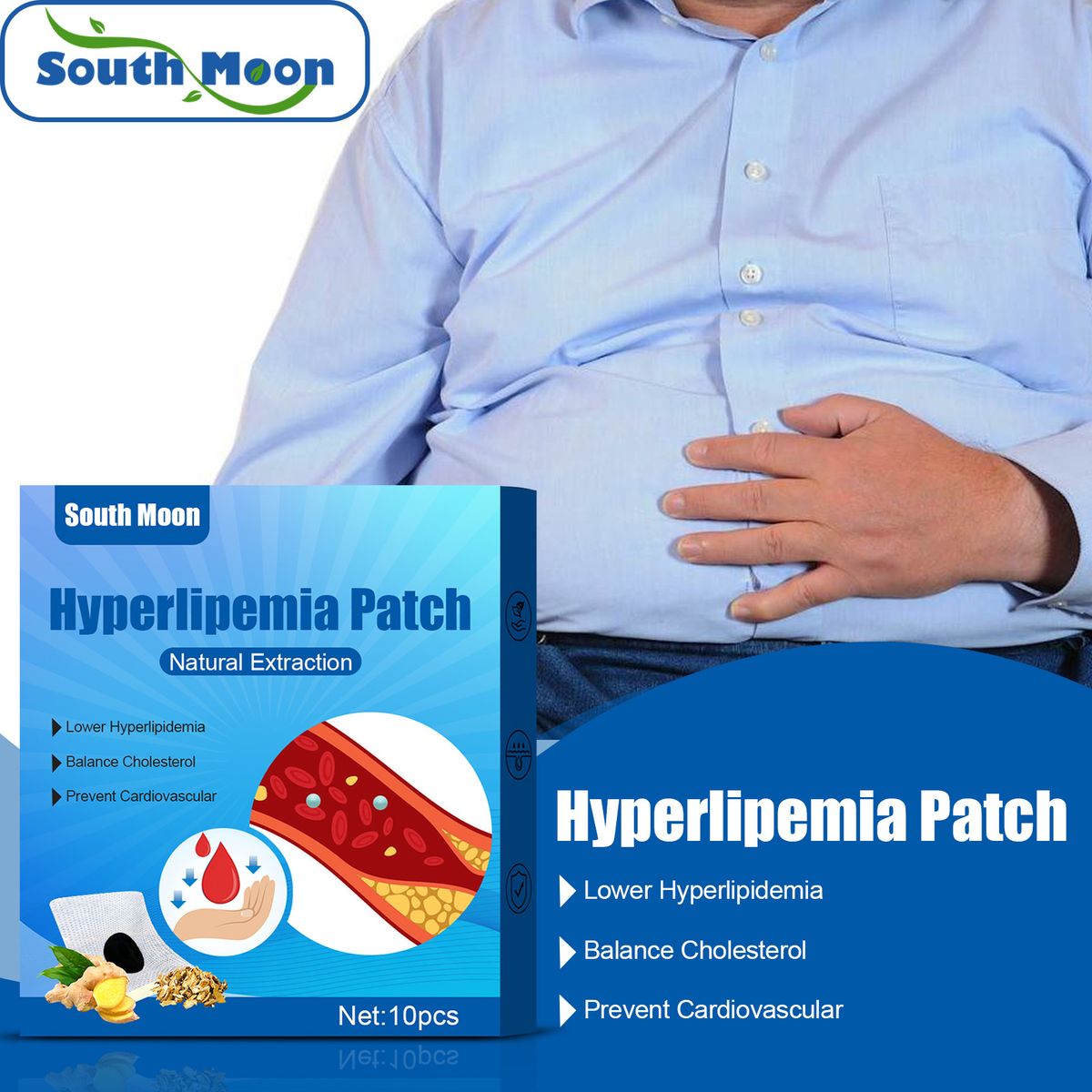 10Pcs Hyperlipemia Patch Lower Blood Pressure Plaster