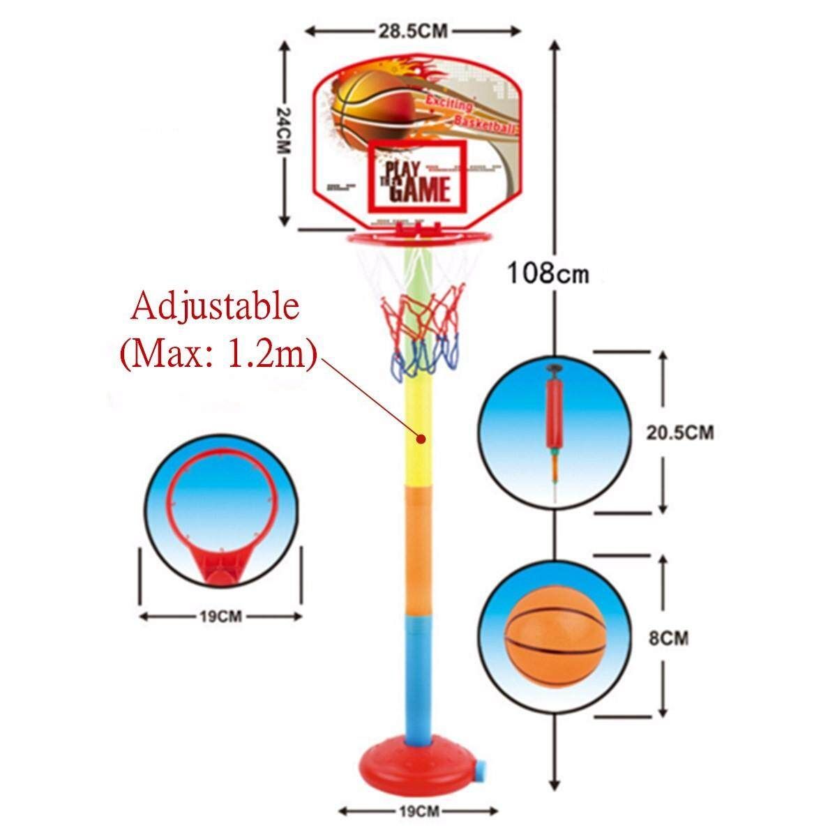 Adjustable 4 Sizes Basketball Backboard Stand Hoop Net Ball Pump Set Children Outdoor Toy