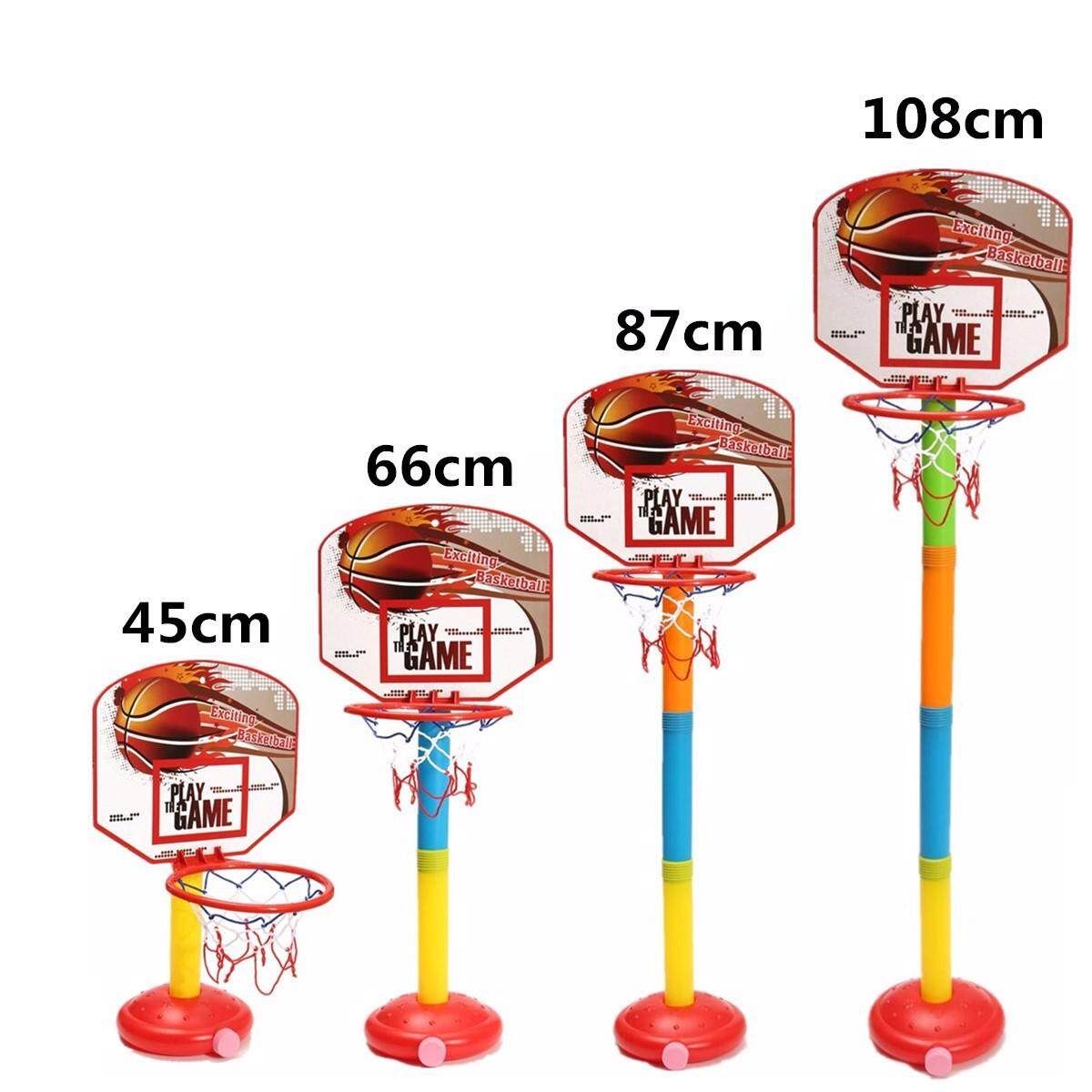 Adjustable 4 Sizes Basketball Backboard Stand Hoop Net Ball Pump Set Children Outdoor Toy