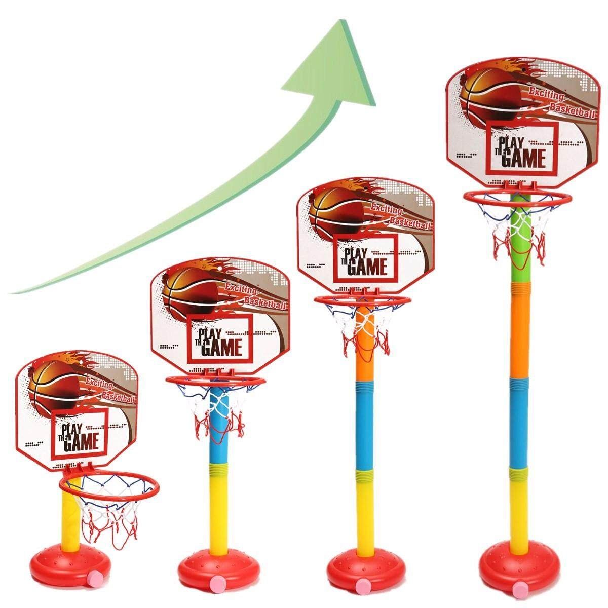 Adjustable 4 Sizes Basketball Backboard Stand Hoop Net Ball Pump Set Children Outdoor Toy