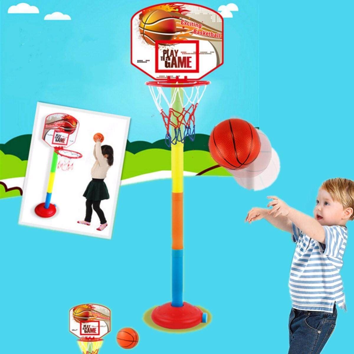 Adjustable 4 Sizes Basketball Backboard Stand Hoop Net Ball Pump Set Children Outdoor Toy