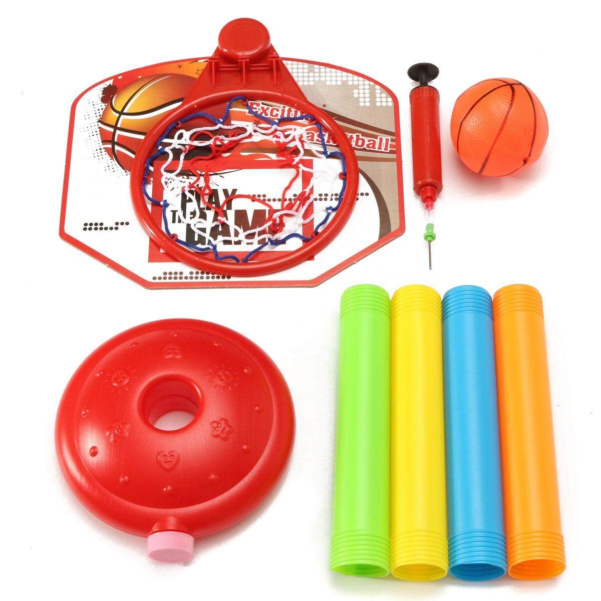 Adjustable 4 Sizes Basketball Backboard Stand Hoop Net Ball Pump Set Children Outdoor Toy