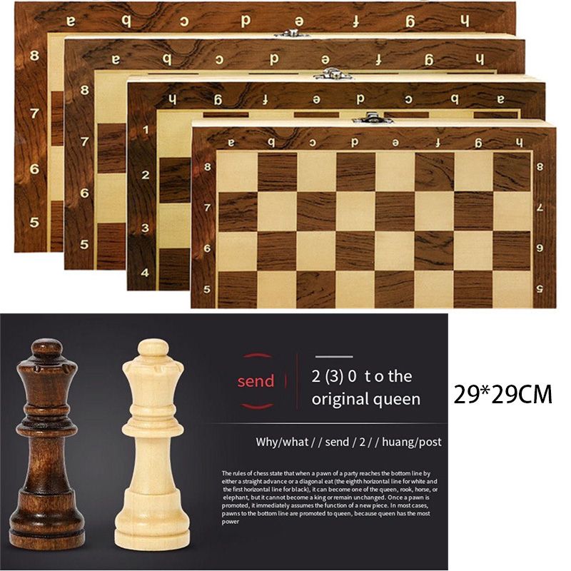 Wooden Chess Set 39*39 Cm Folding Magnetic Larg Chessboard Puzzle Game With 34 Solid Wood Chess Pieces Travel Board Game Gift