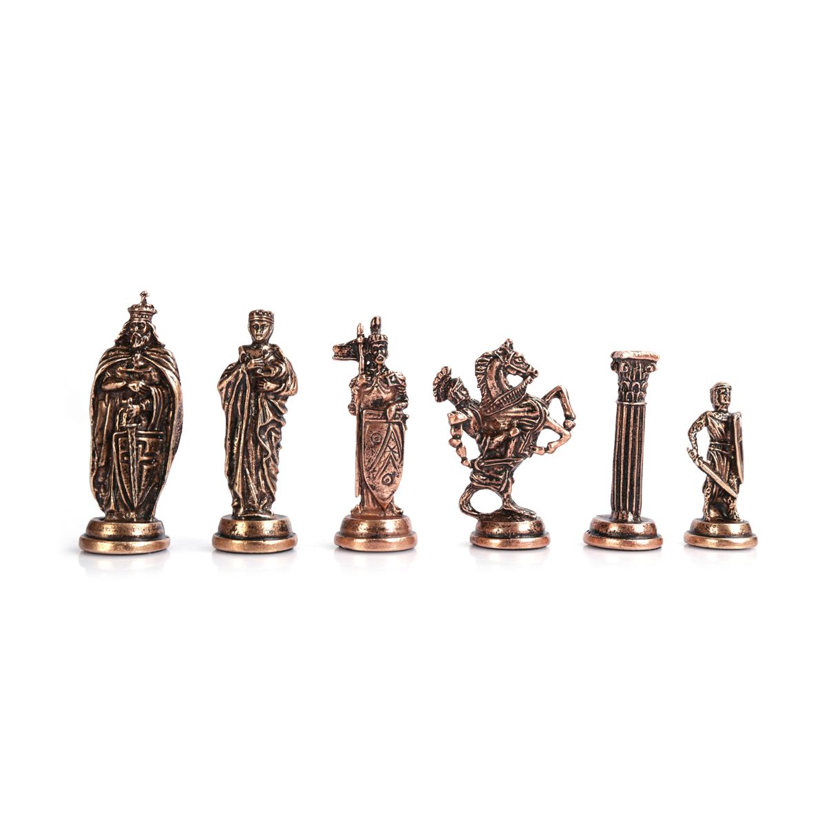 (Only 32 Pieces) Royal Medieval British  Antique Copper Metal Handmade Chess Pieces ( Without Board)