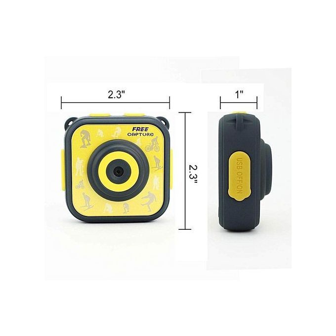 Children Kids Camera Waterproof Digital Video HD Action Camera 1080P Sports Camera Camcorder DV For Boys Girls Birthday Holiday Gift Learn Camera Toy 1.77'' LCD Screen (Yellow)