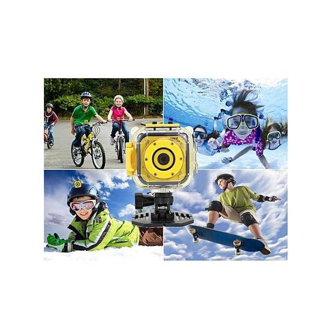 Children Kids Camera Waterproof Digital Video HD Action Camera 1080P Sports Camera Camcorder DV For Boys Girls Birthday Holiday Gift Learn Camera Toy 1.77'' LCD Screen (Yellow)