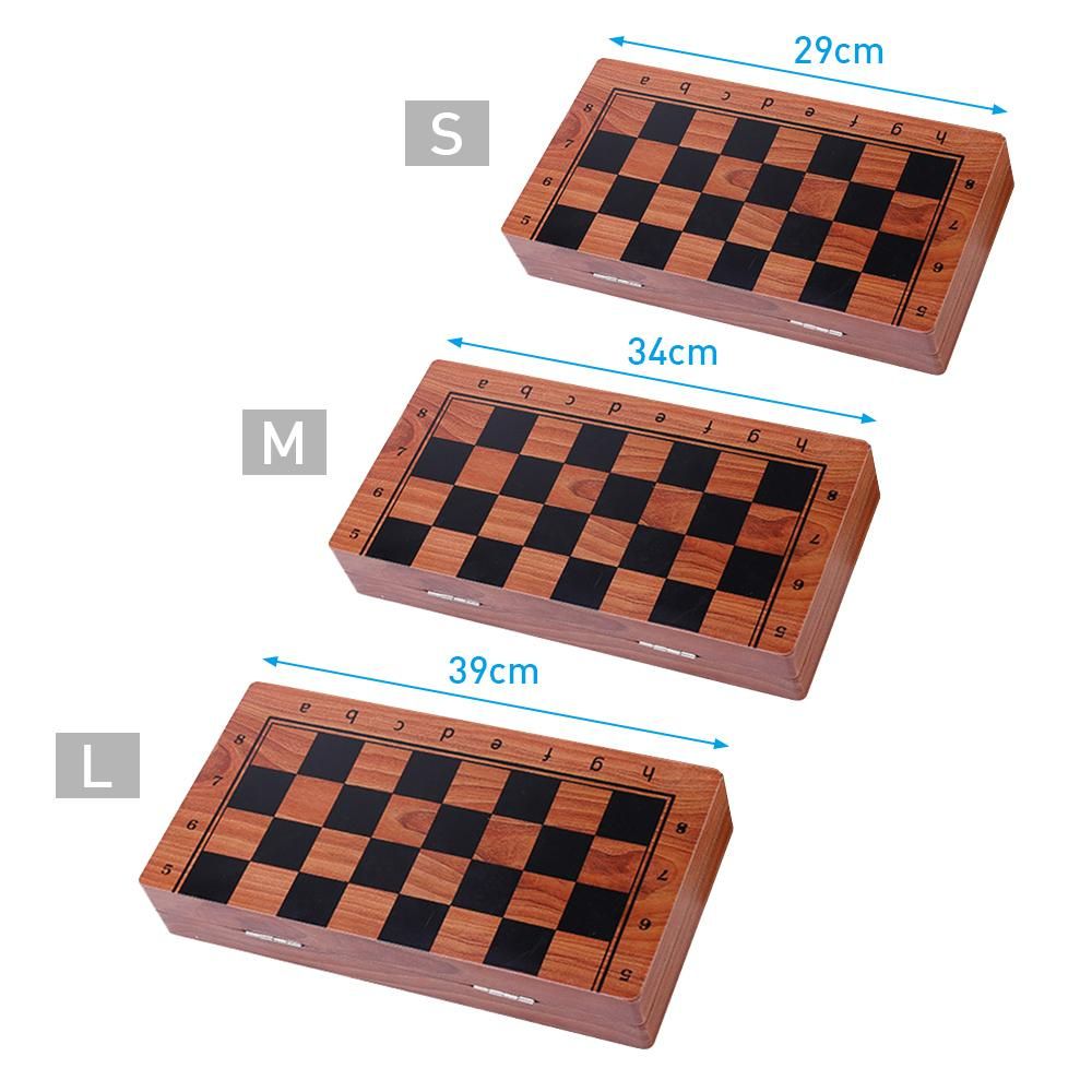 Magnetic Wooden Folding Chess Set with Felted Game Board Interior Folding Chessboard Travel Lightweight Board Educational Toys Parlor Game Outdoor Portable Parent-Child Toy
