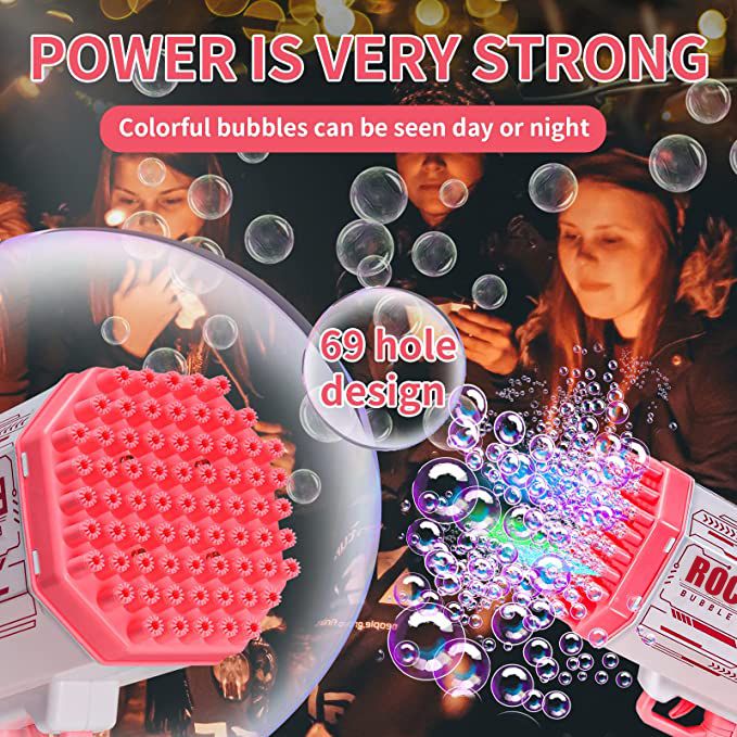 Bubble Gun Rocket 69 Holes Soap Bubbles Toys For Kids