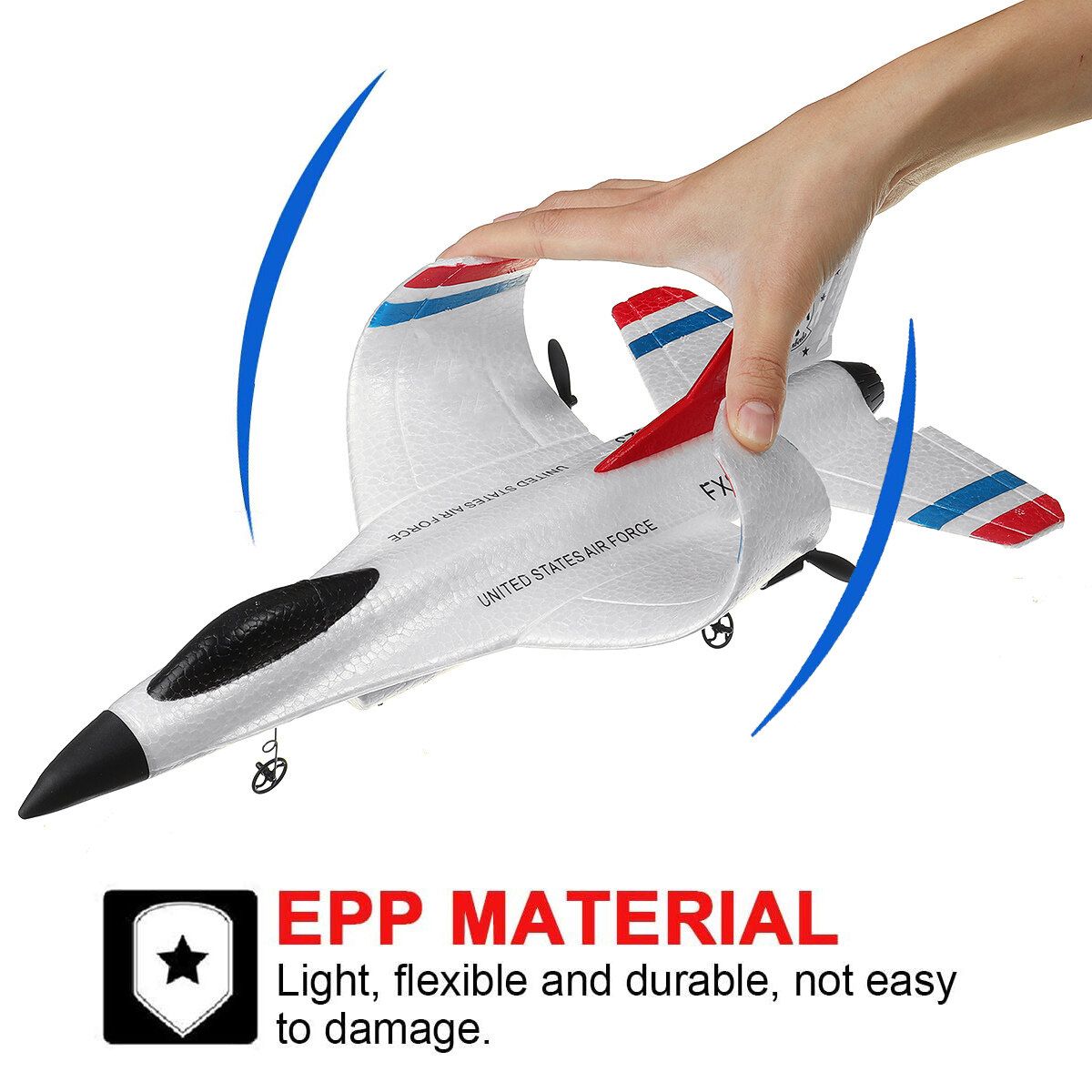 （2.4G RC Remote Control）Foam Airplane Plane Kids Flying Powered Plane Toy Plane Glider Jet Fighter Warcraft Model Indoor Outdoor Sports Toy For Kids Children Gifts White