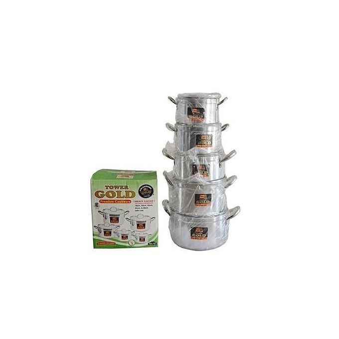 Premium Tower Gold Cookware- Set Of 5