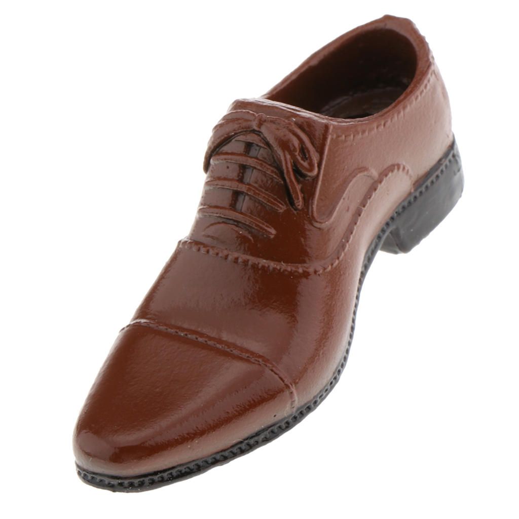 1:6 Scale Men's Shoes Brown PU Leather Shoes For 12''