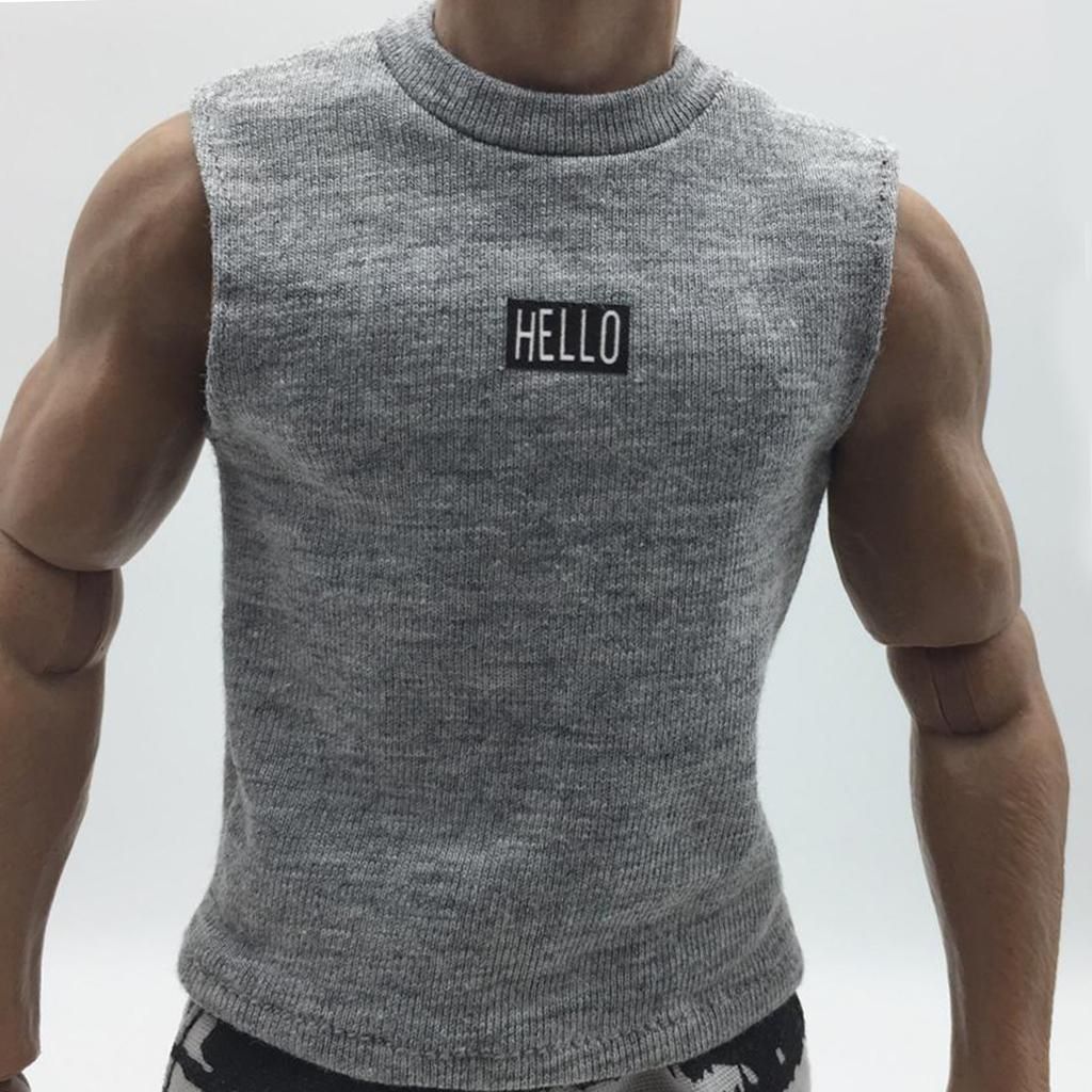 1/6 Men Undershirt Tank Top For 12 Inch Toys,  Etc Male Bodies - Gray