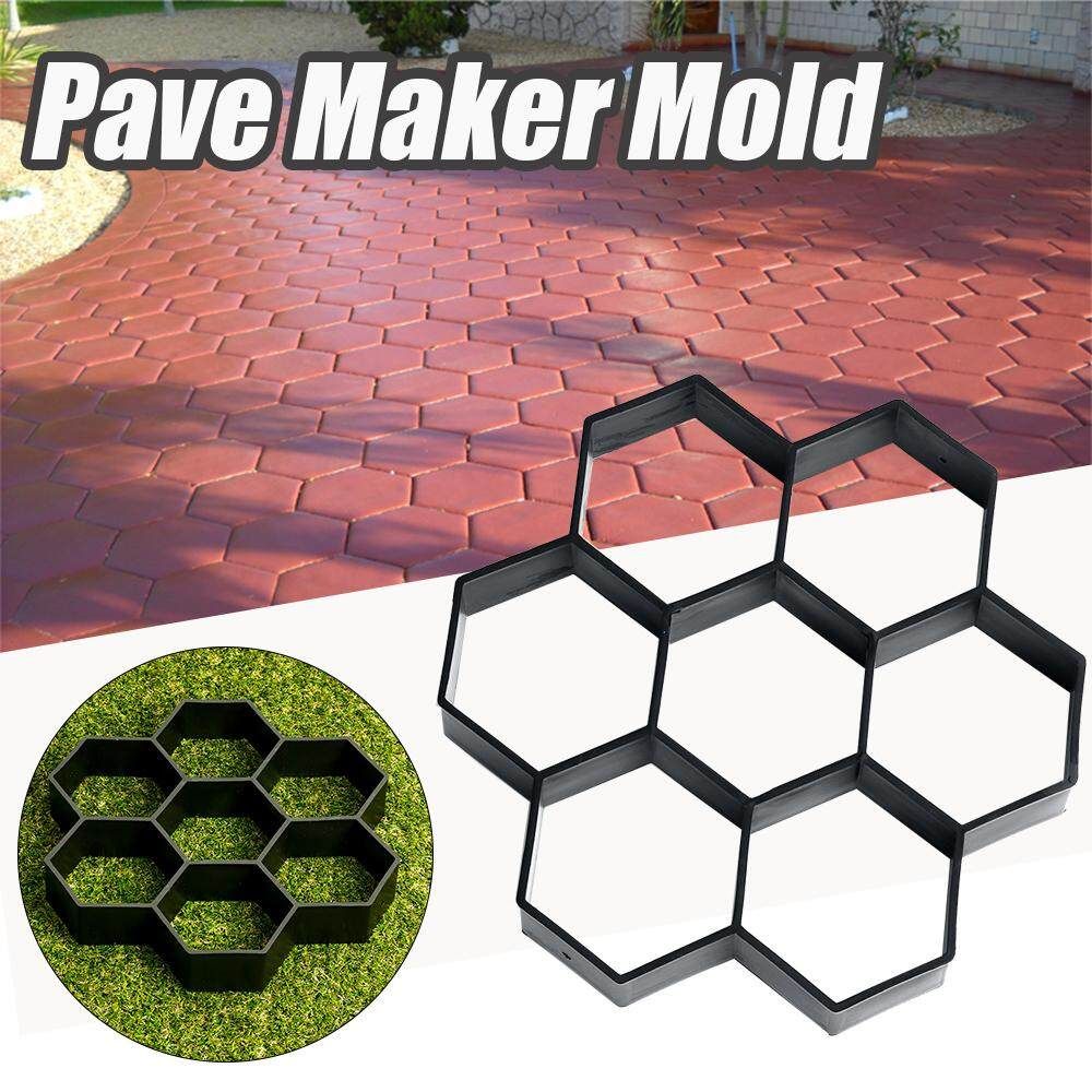 Reusable DIY Hexagon Path Floor Maker Mold Garden Lawn Paving Brick Cement Mould