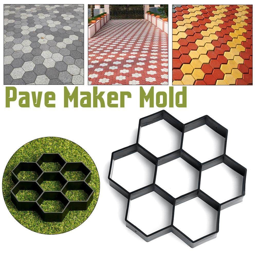 Reusable DIY Hexagon Path Floor Maker Mold Garden Lawn Paving Brick Cement Mould