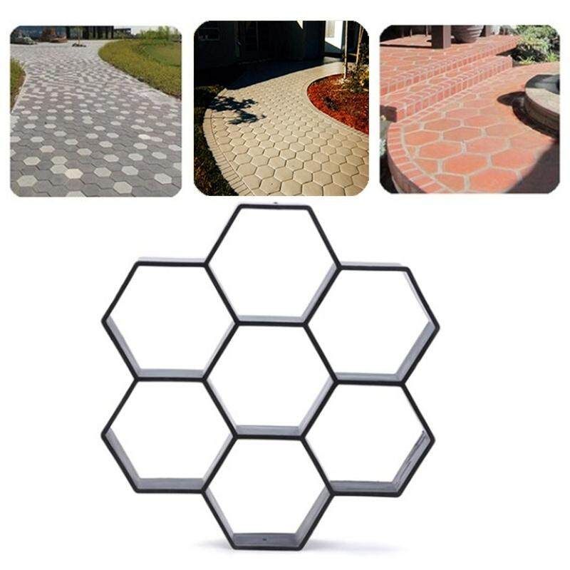Reusable DIY Hexagon Path Floor Maker Mold Garden Lawn Paving Brick Cement Mould