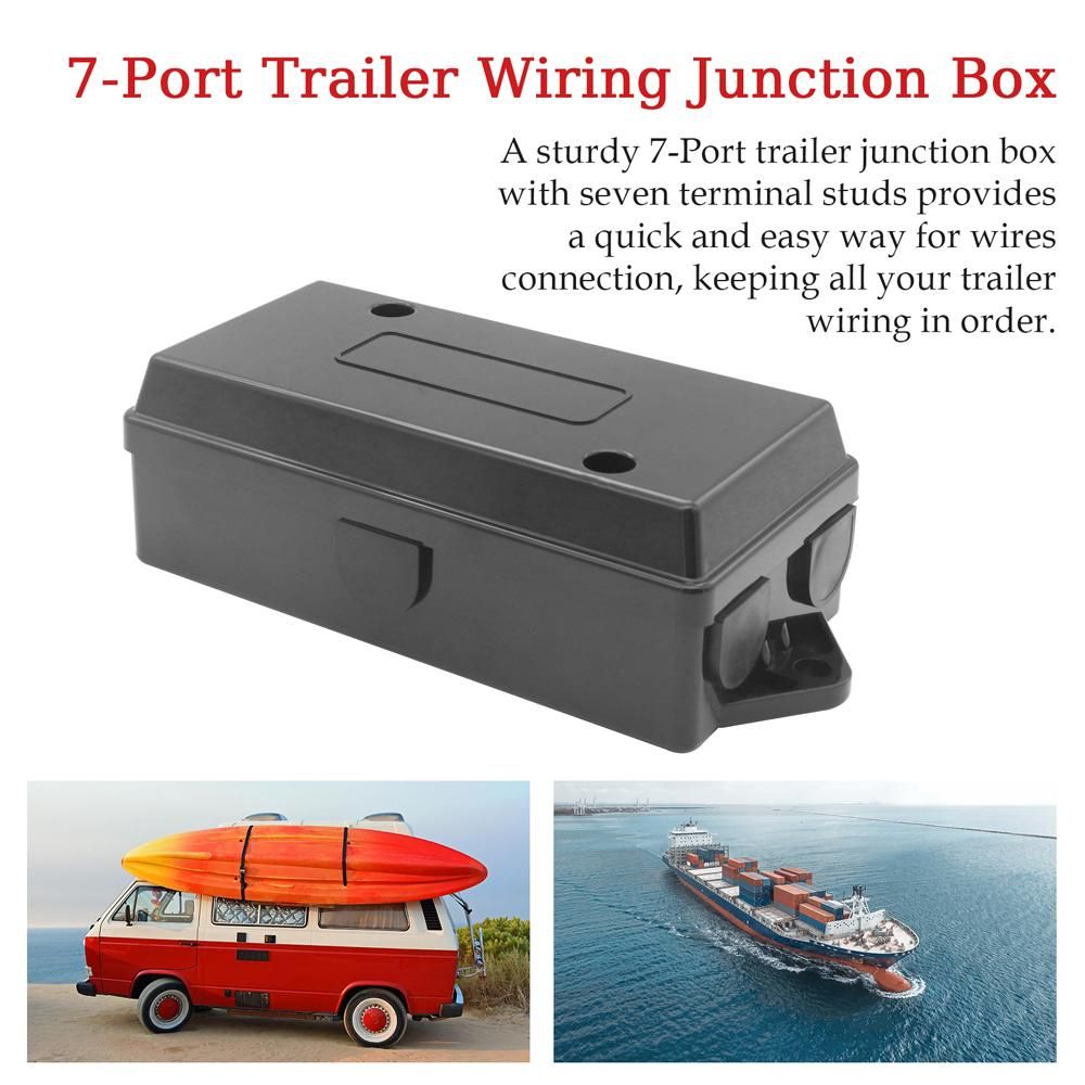 7-Port Trailer Wiring Junction Box 7 Way Trailer Wire 7 Pole Cable Connection Box Cable Towing for Rewiring Camping Car RV Caravans
