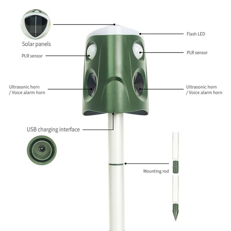 SJZ026 360 Degree Ultrasonic Solar Energy Animal Repellent