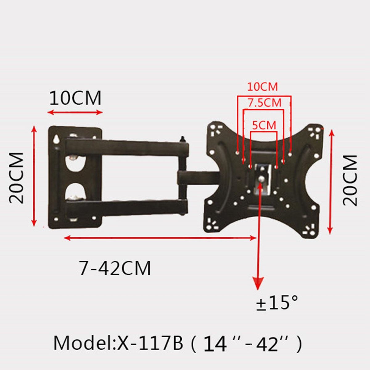 Full-Motion TV Computer Wall Mount, Suitable for Most 14-42 Inch TVs, Suitable for TVs with Swivel Articulated Arms